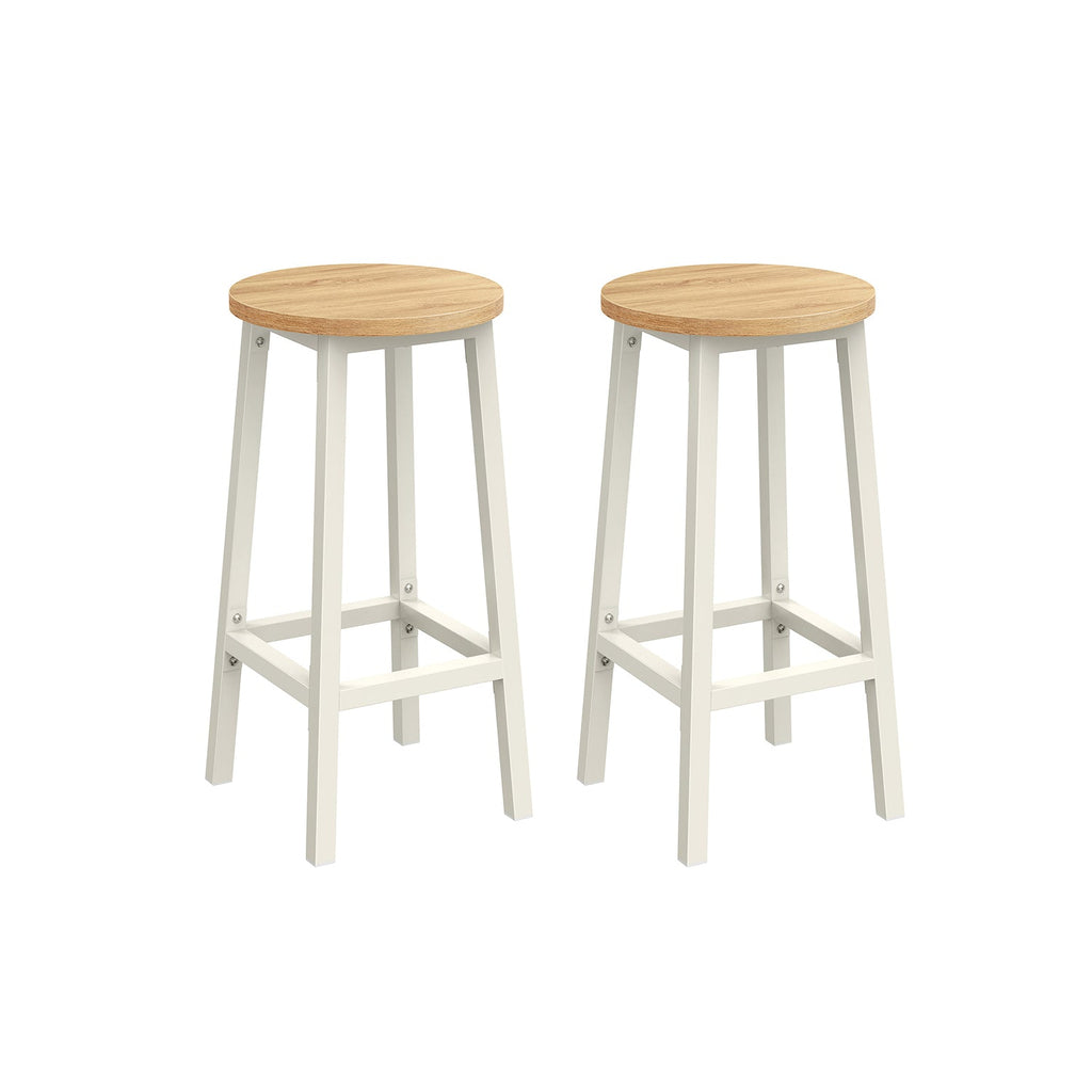 Barkrukken - Set van 2 - Barstoelen - Hoogte 65 cm - Rond - Met stalen frame