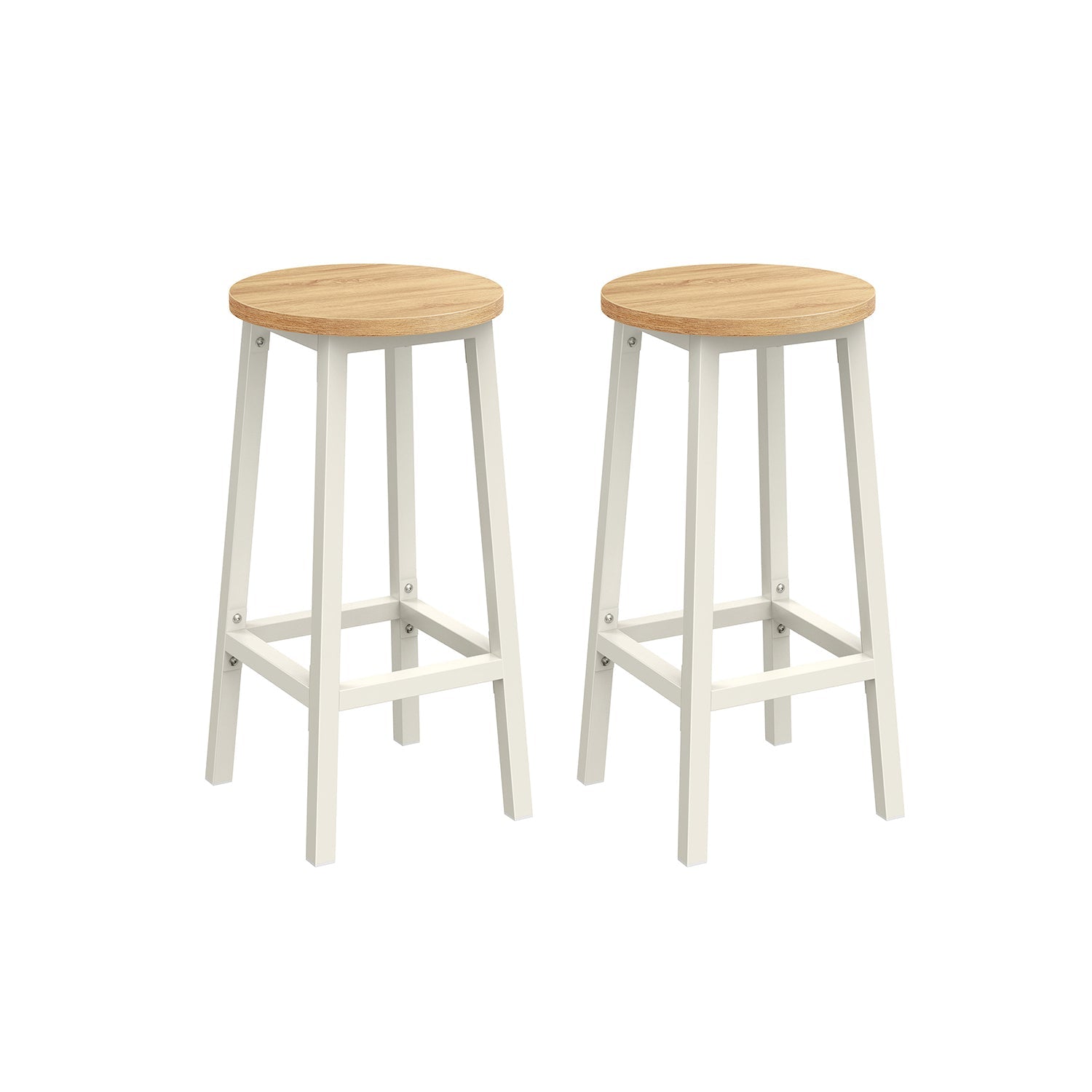 Barkrukken - Set van 2 - Barstoelen - Hoogte 65 cm - Rond - Met stalen frame