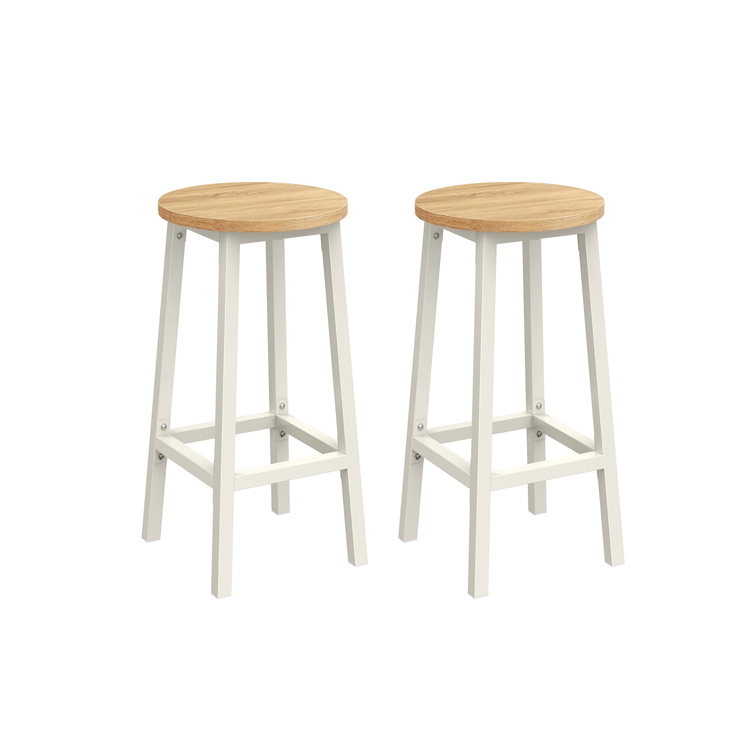 Barkrukken – set van 2 – ebbenhout zwart – eiken beige – wit