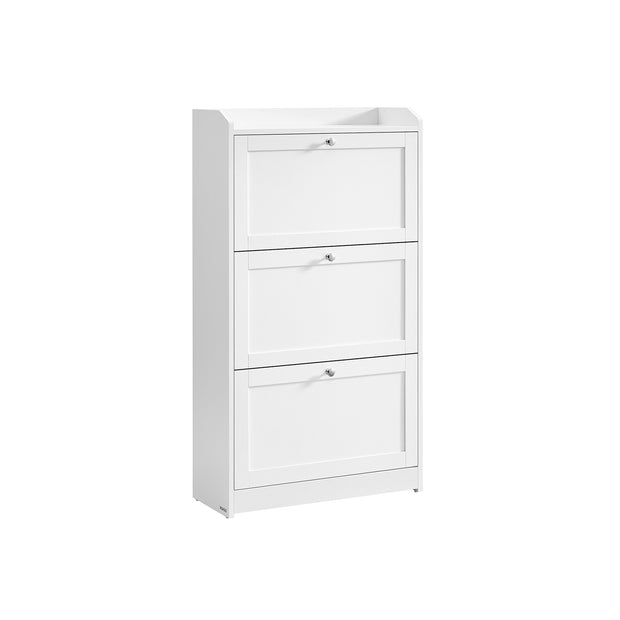 Schoenenkast – Wit - Ruimte voor 18 paar schoenen– Drie verstelbare verdelers