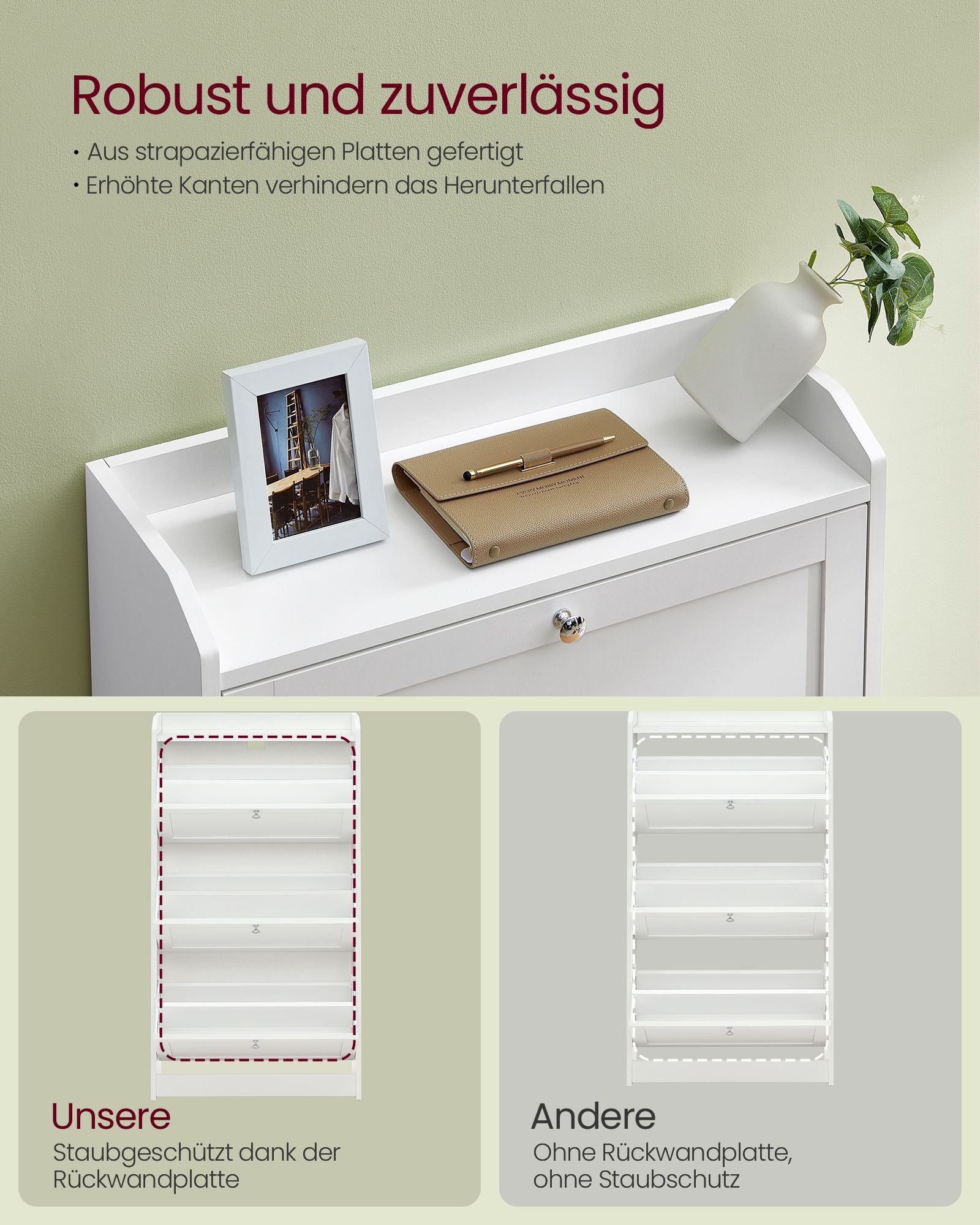 Schoenenkast met 3 kleppen – Ruimte voor 18 paar – Wolkwit