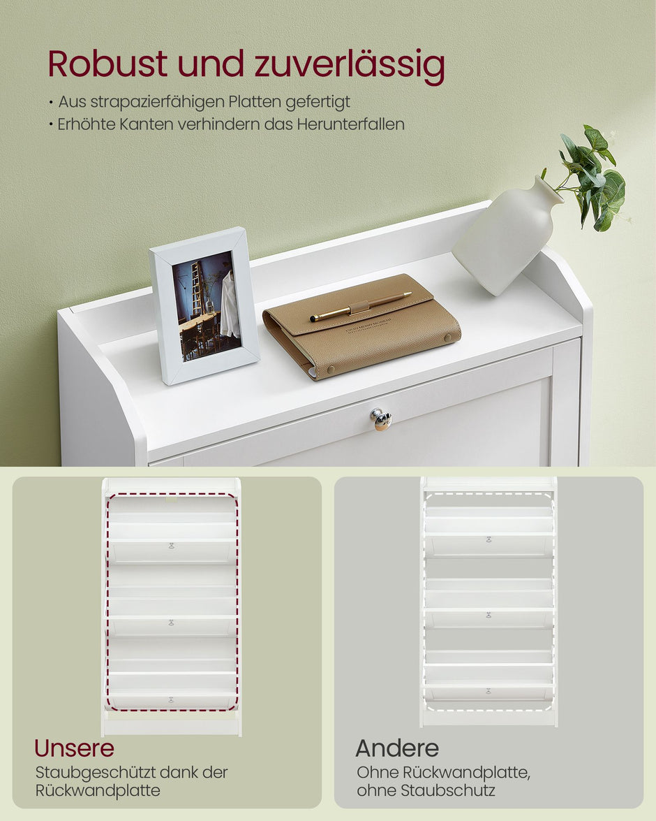 Schoenenkast – Wit - Ruimte voor 18 paar schoenen– Drie verstelbare verdelers