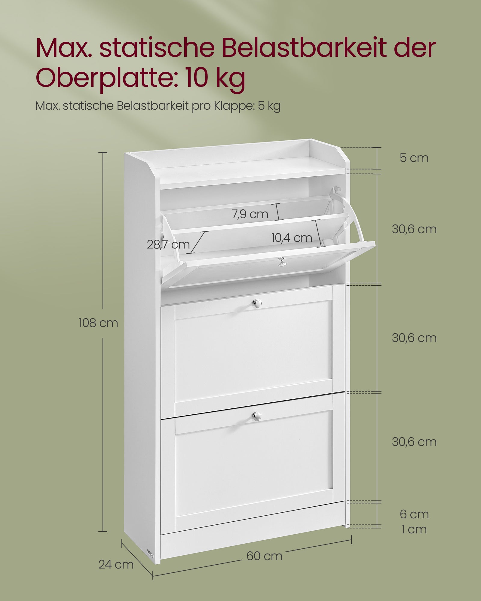 Schoenenkast met 3 kleppen – Ruimte voor 18 paar – Wolkwit