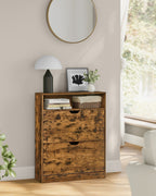 Schoenenkast – met 2 kleppen en open vak – vintage bruin