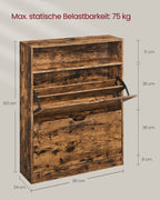 Schoenenkast – met 2 kleppen en open vak – vintage bruin