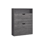 Schoenenkast – met 2 kleppen en open vak – vintage bruin