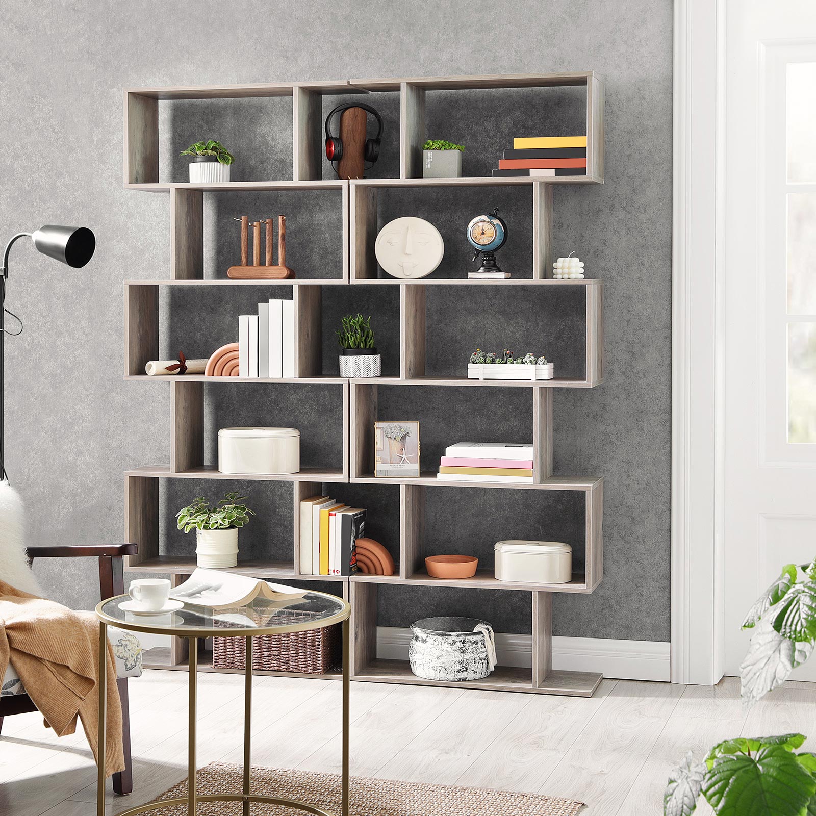 Boekenkast - Woonkamerkast - Decorkast - Boekenplank - Grijs