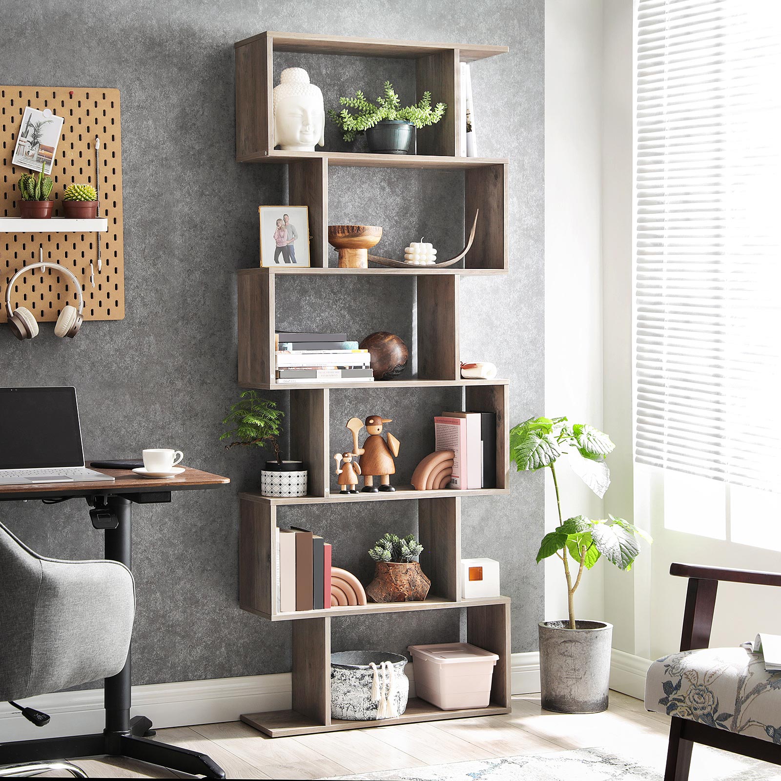 Boekenkast - Woonkamerkast - Decorkast - Boekenplank - Grijs
