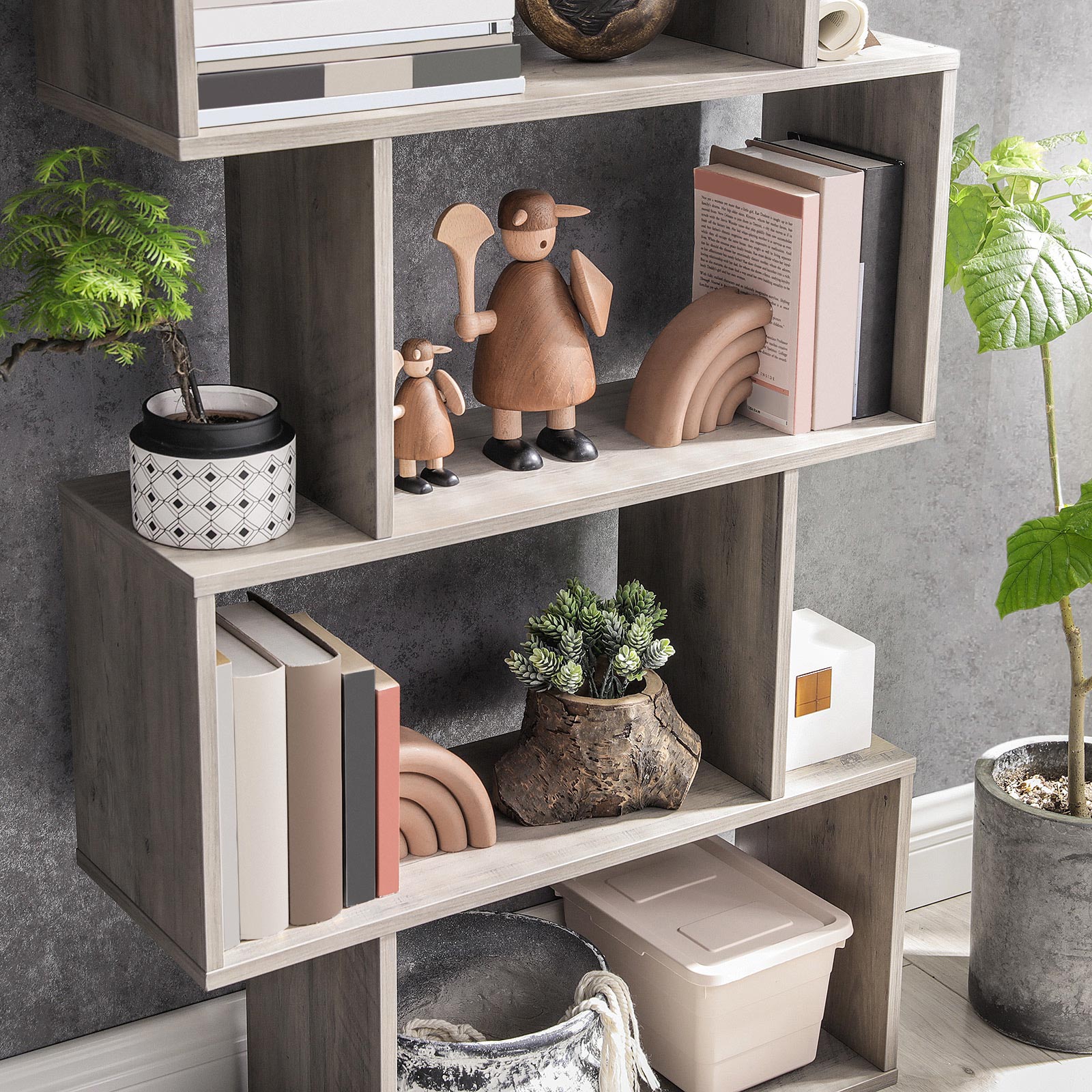Boekenkast - Woonkamerkast - Decorkast - Boekenplank - Grijs