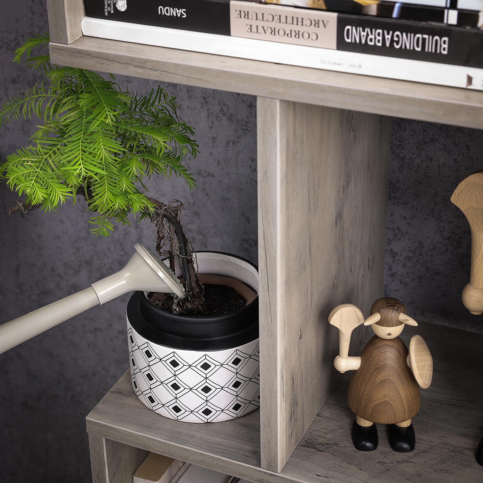 Boekenkast - Woonkamerkast - Decorkast - Boekenplank - Grijs