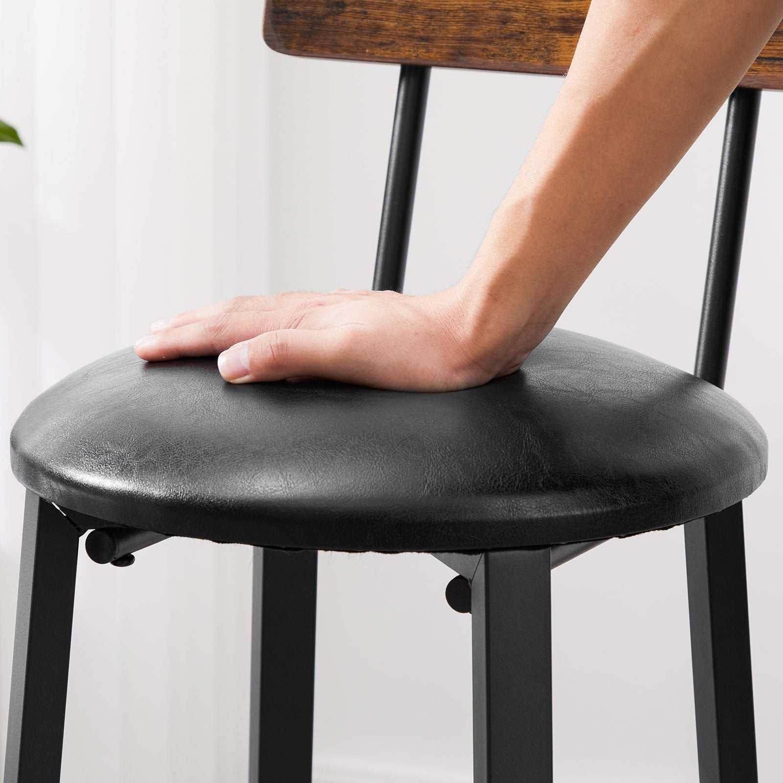 Barkrukken Set van 2 Metalen frame Hout Vintage bruin-zwart