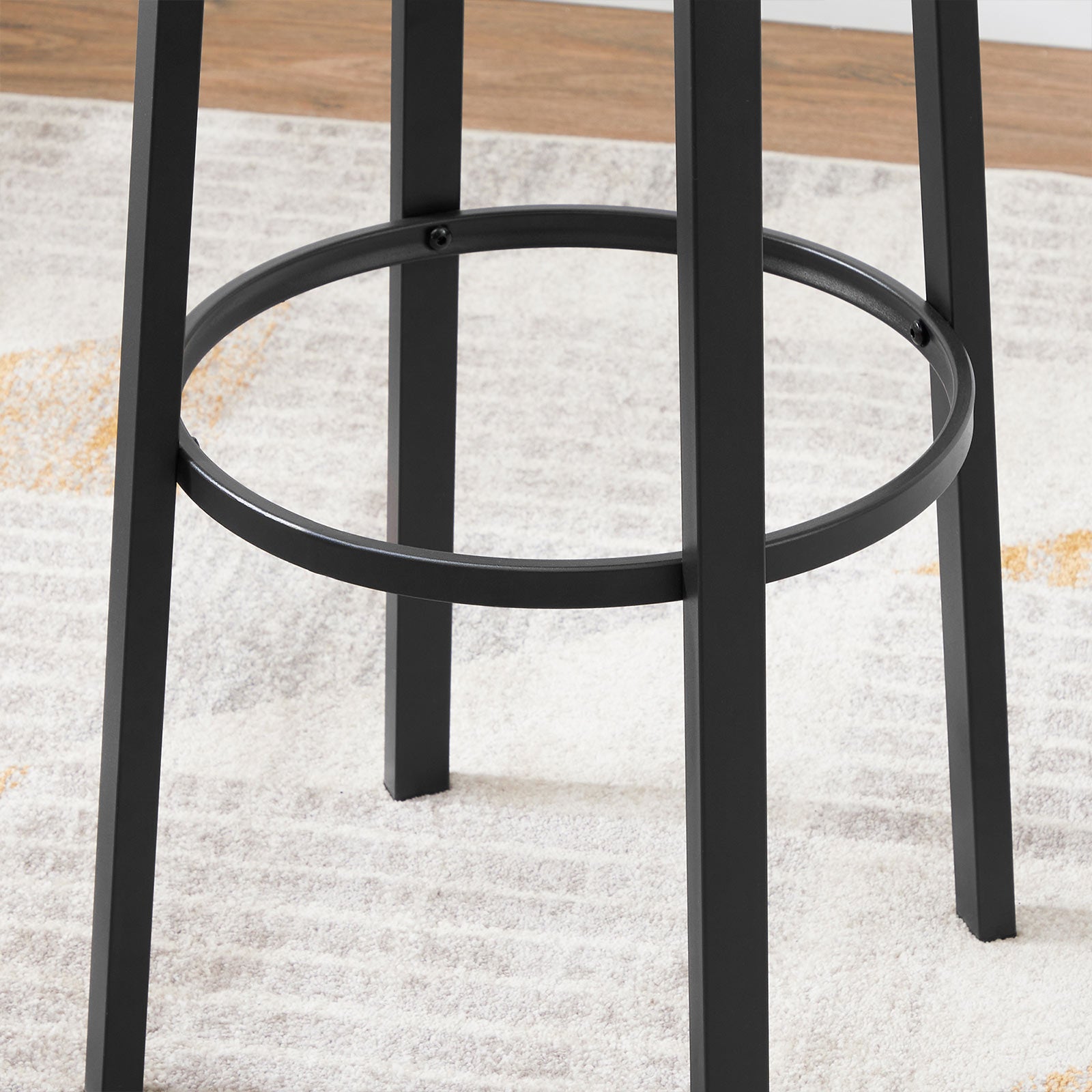Barkrukken - Set van 2 - Metalen frame en houten rugleuning - Zwart