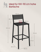 Barkrukken – industrieel design – set van 2 – antraciet-zwart
