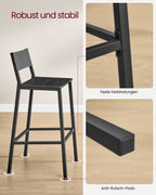 Barkrukken – industrieel design – set van 2 – antraciet-zwart