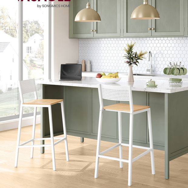 Barkruk – Industrieel design – Zithoogte 75 cm – Met rugleuning en voetsteun – Max. belastbaarheid 130 kg