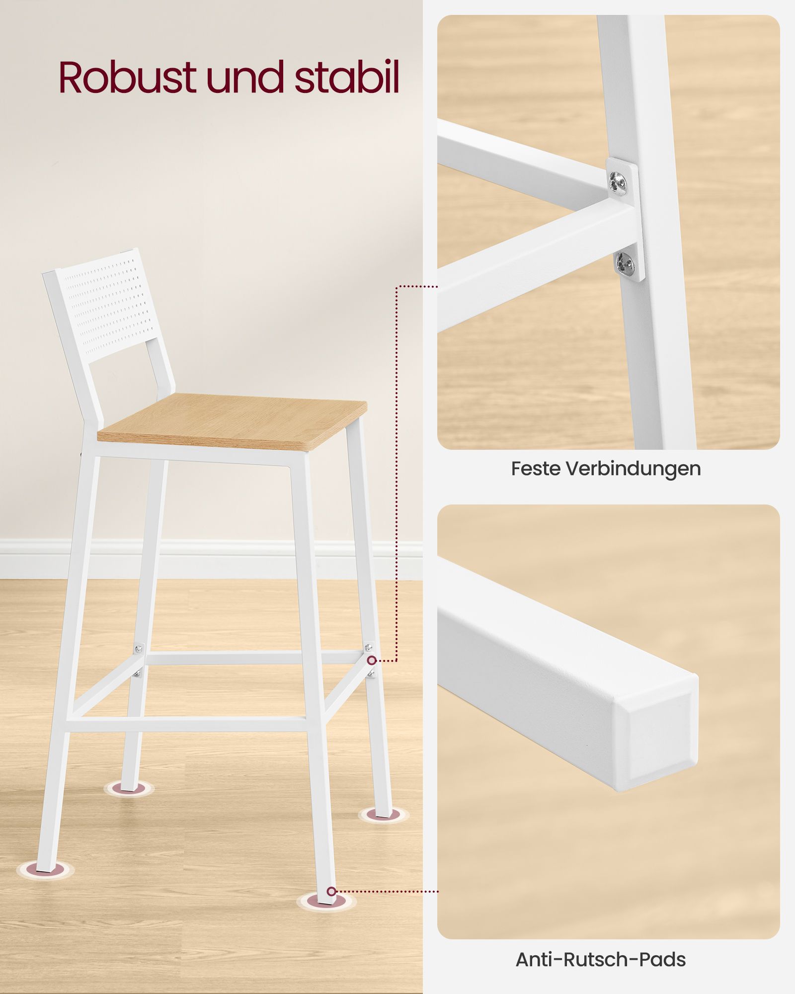 Barkrukken – industrieel design – set van 2 – beige