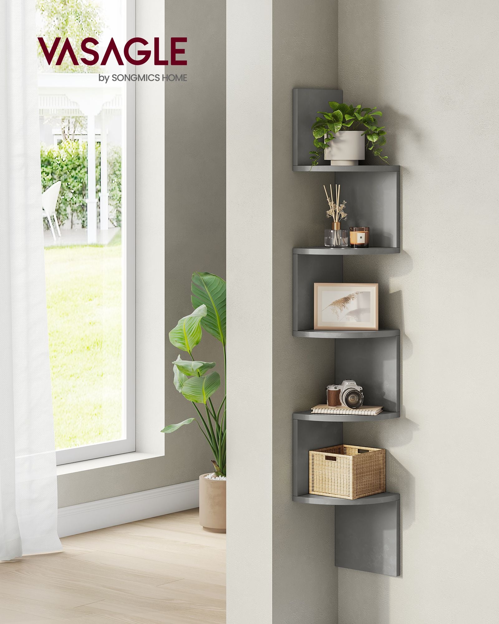 Wandplank Met 5 Planken Voor Planten En Cd'S