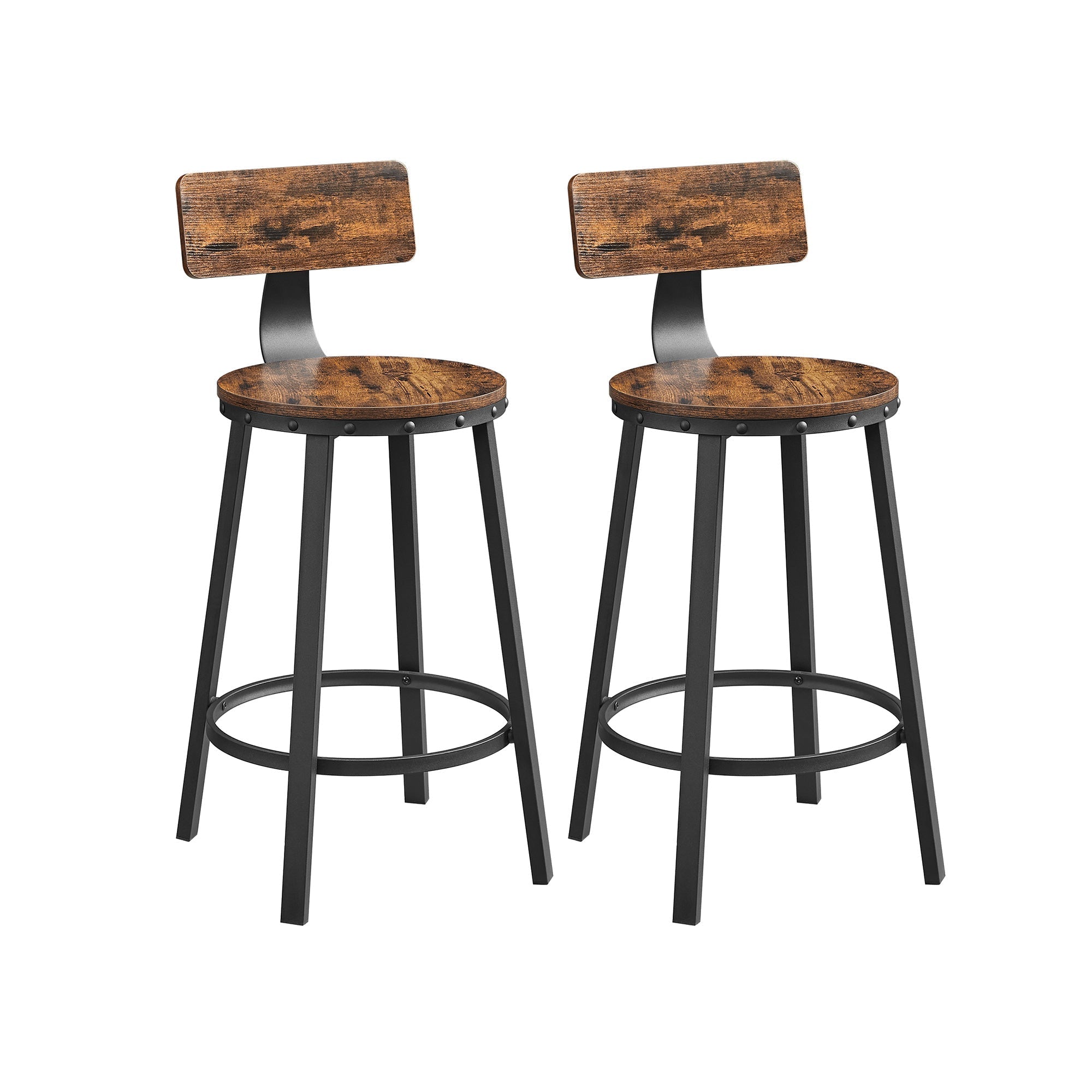 Barkrukken - Set van 2 - Industrieel ontwerp - Vintage Bruin / Zwart