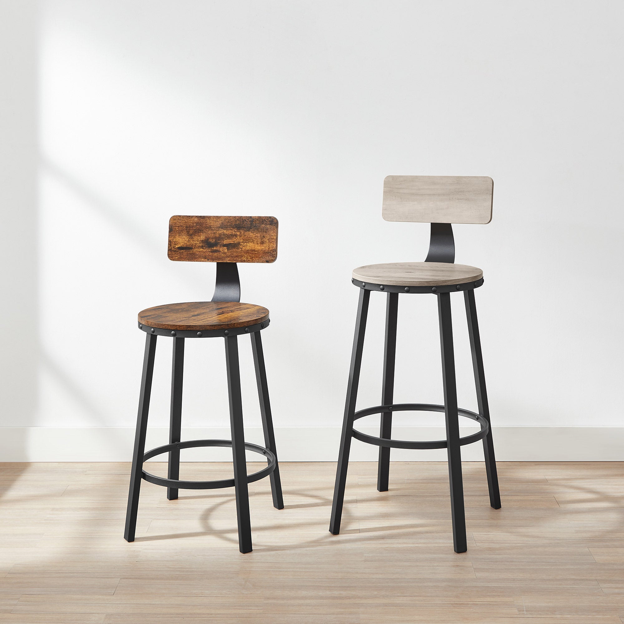 Barkrukken - Set van 2 - Industrieel ontwerp - Vintage Bruin / Zwart