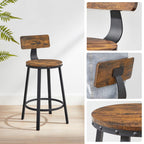 Barkrukken - Set van 2 - Industrieel ontwerp - Vintage Bruin / Zwart