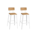 Barkruk - barstoelen - keukenstoelen - set van 2 - Met rugleuning - Stalen frame - Bruin zwart