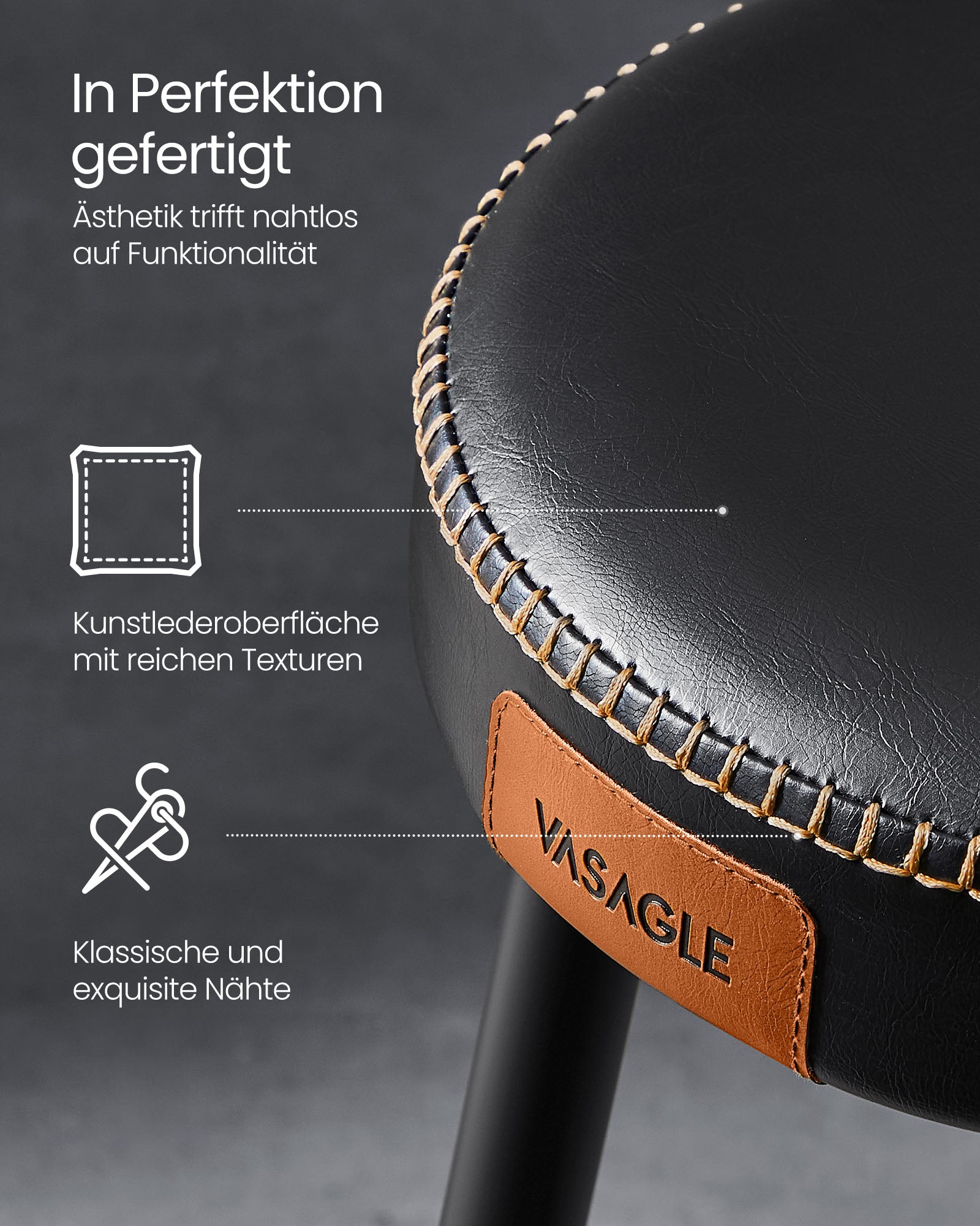 Barkrukken Set van 2 – Industrieel Design – Inktzwart – Zithoogte 63 cm – Met PU-kunstleer