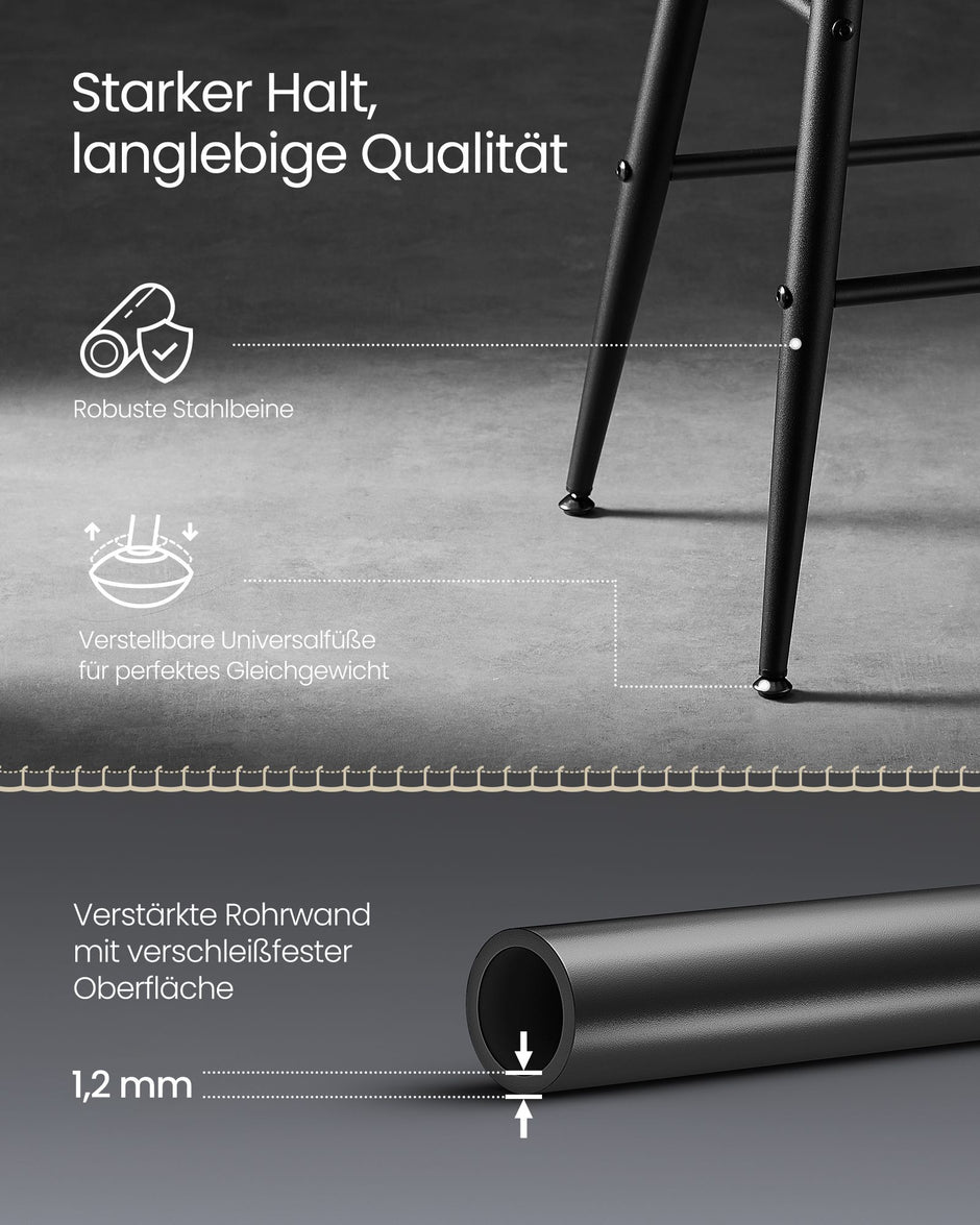 Barkrukken Set van 2 – Industrieel Design – Inktzwart – Zithoogte 63 cm – Met PU-kunstleer