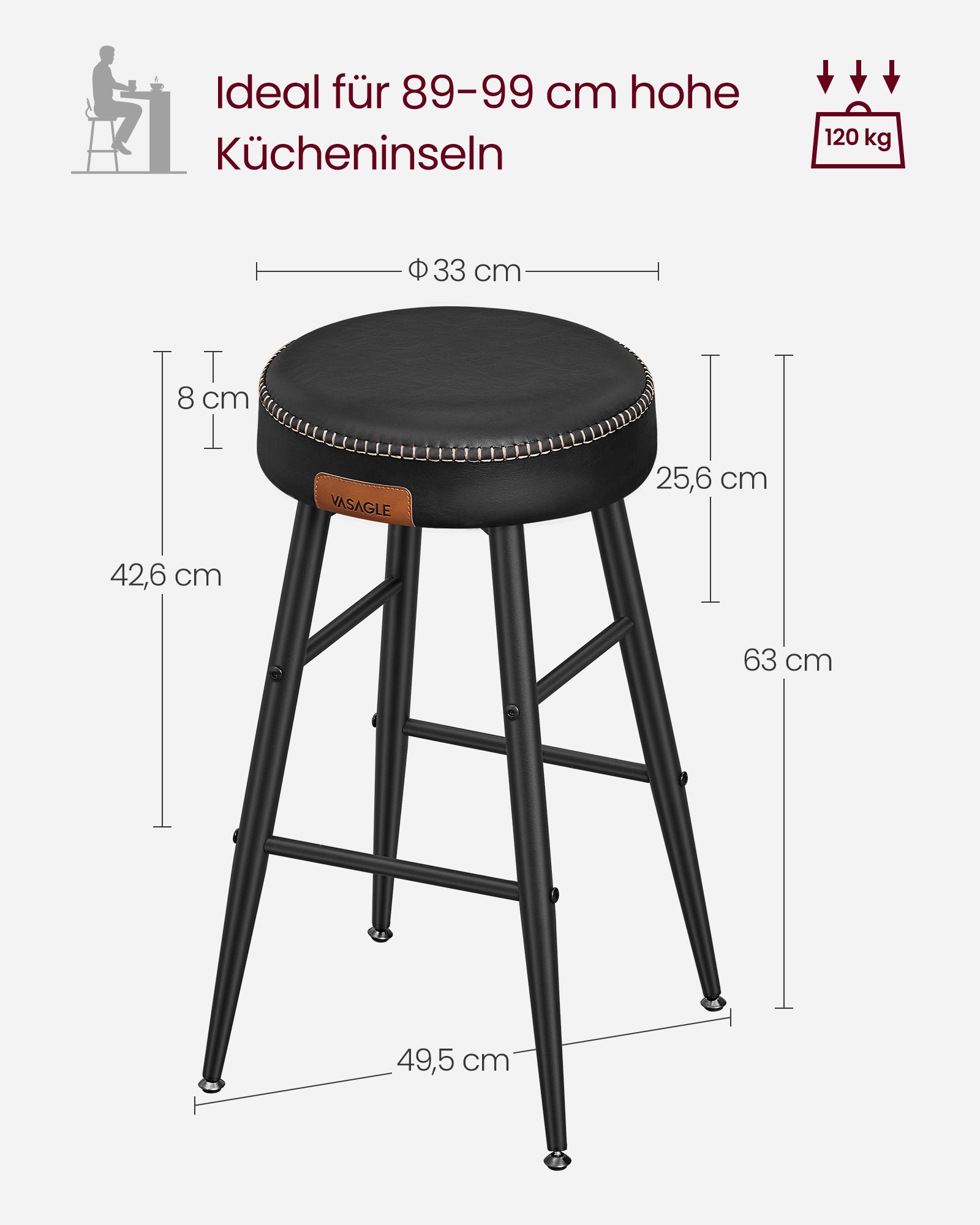 EKHO Collectie – barkruk – set van 2 – eenvoudig te monteren – 63 cm hoog
