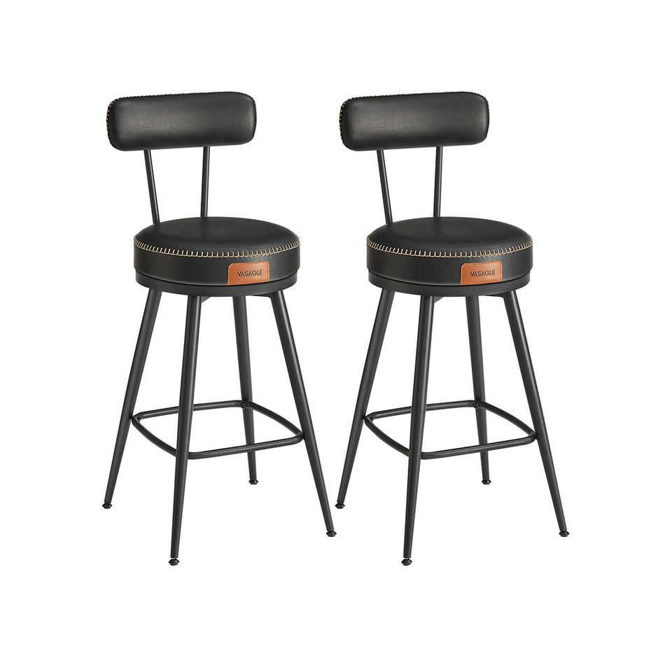 Barkrukken – Draaibaar en comfortabel – Set van 2 – Zwart