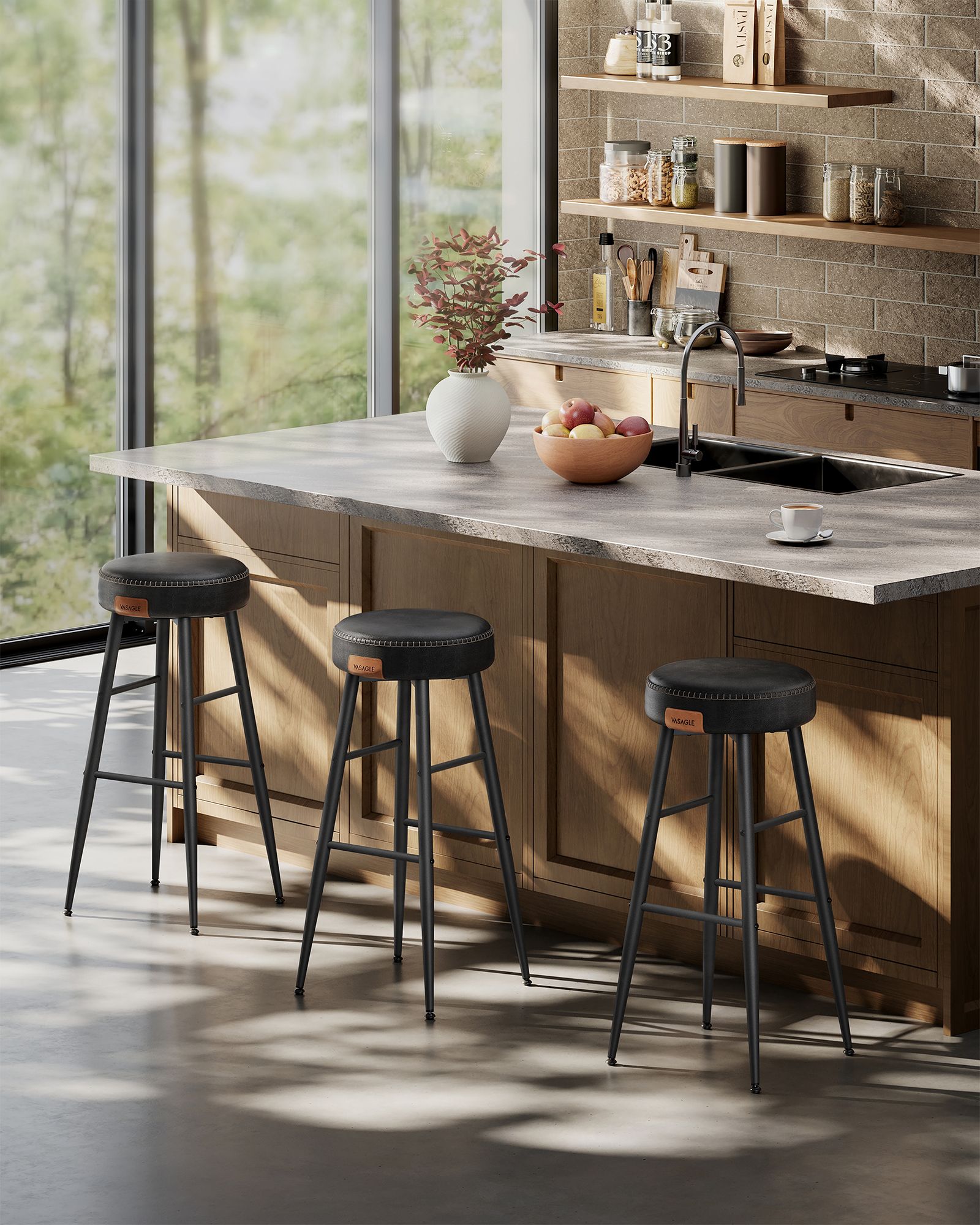 Barkrukken – Set van 2 – Industrieel Design – Inktzwart