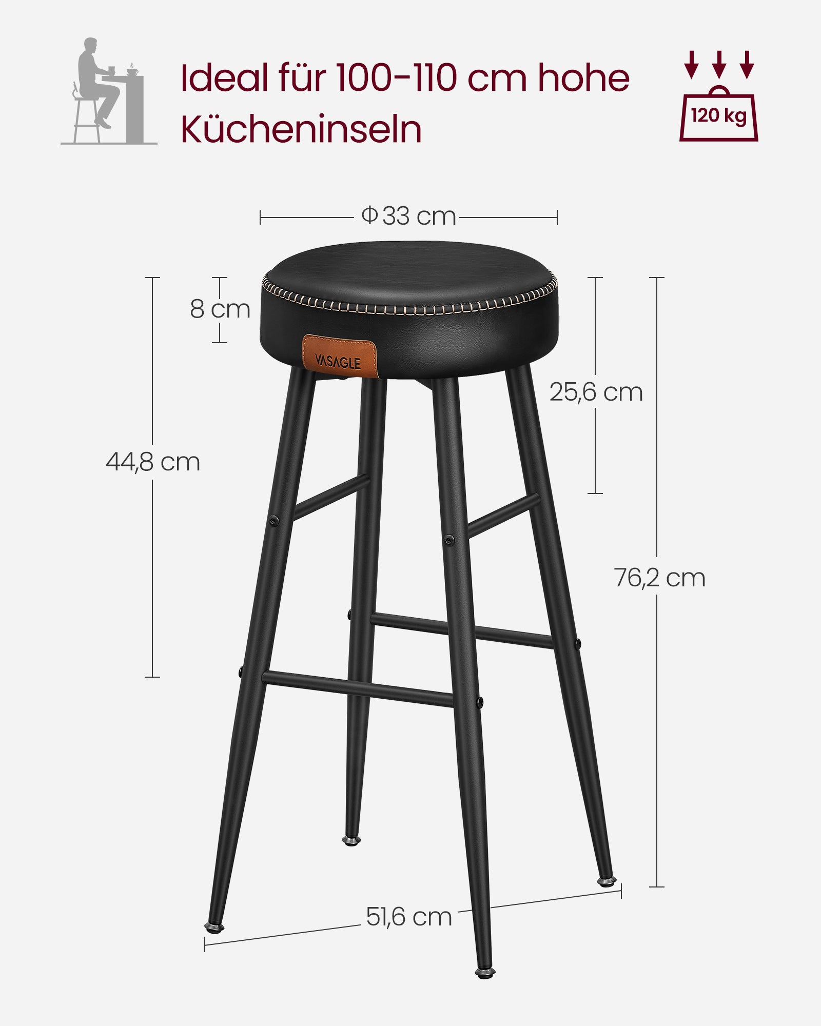 Barkrukken – Set van 2 – Industrieel Design – Inktzwart