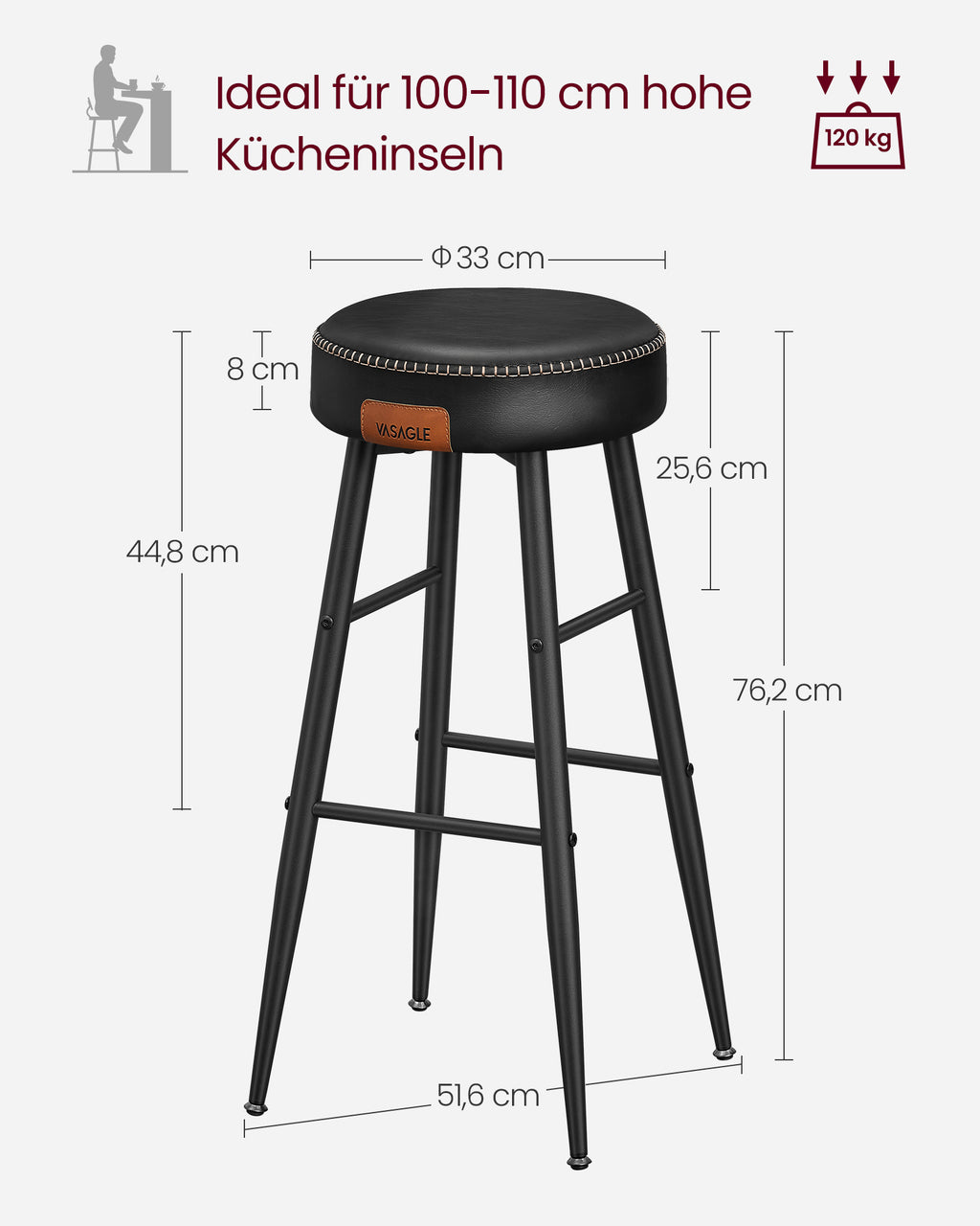 EKHO Collectie – barkruk – set van 2 – basic zwart