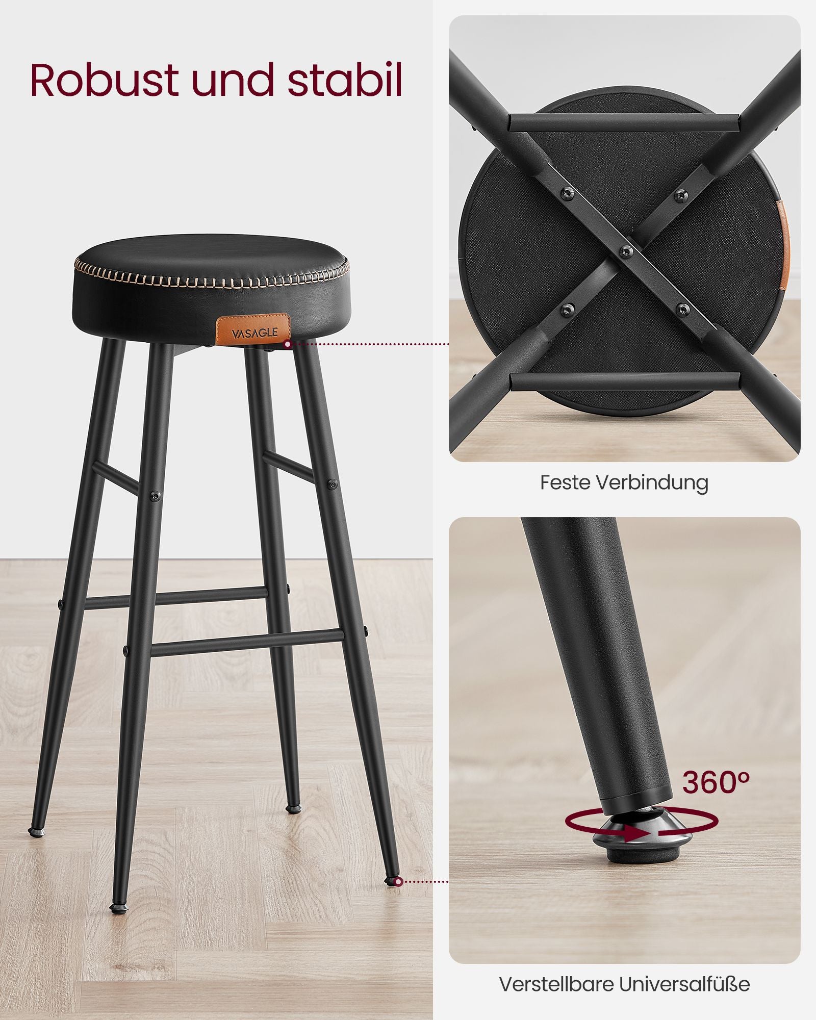 Barkrukken – Set van 2 – Industrieel Design – Inktzwart