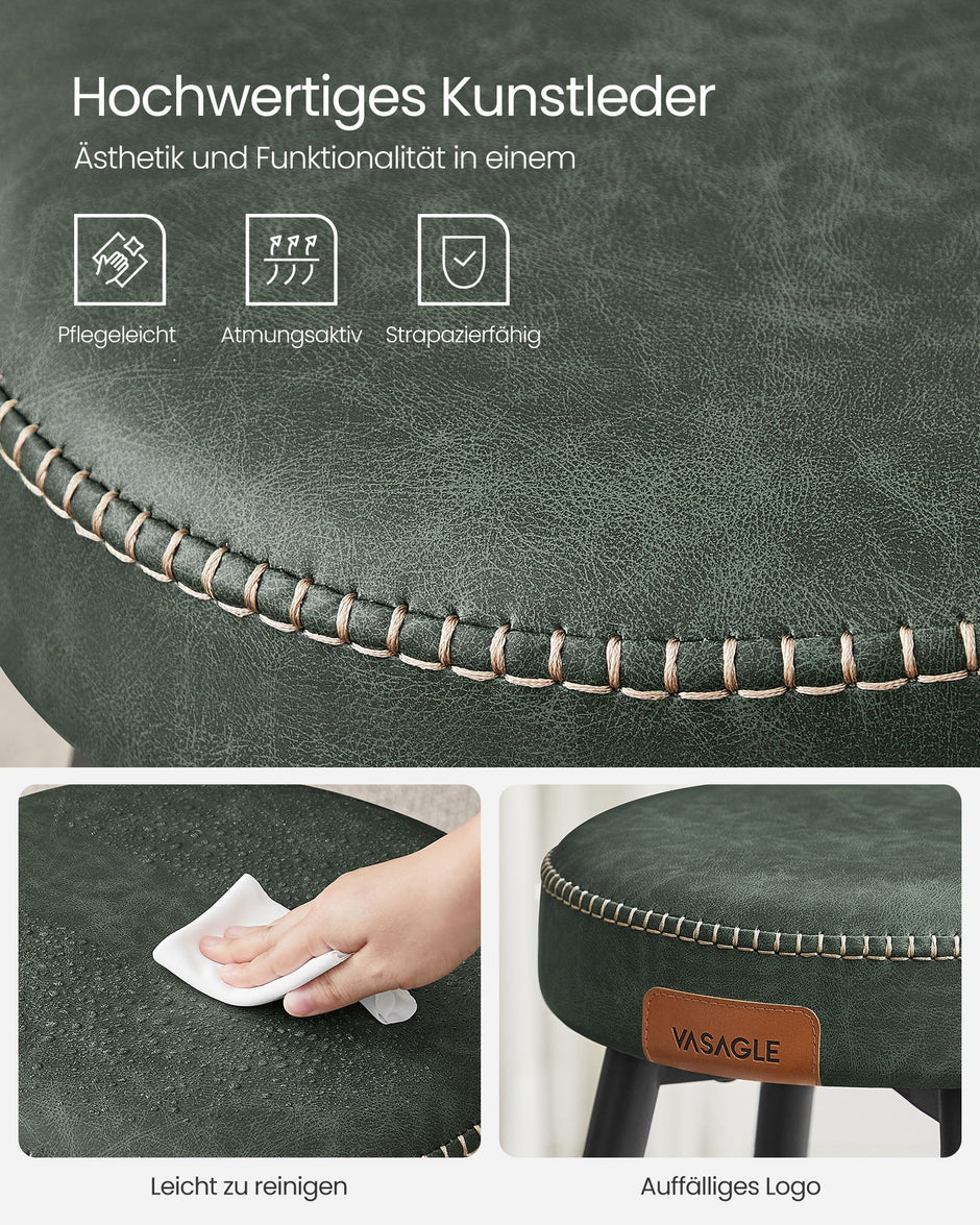 Barkruk Set van 2 – Industrieel Ontwerp – Met PU-kunstleer – Zithoogte 79 cm – Inktzwart