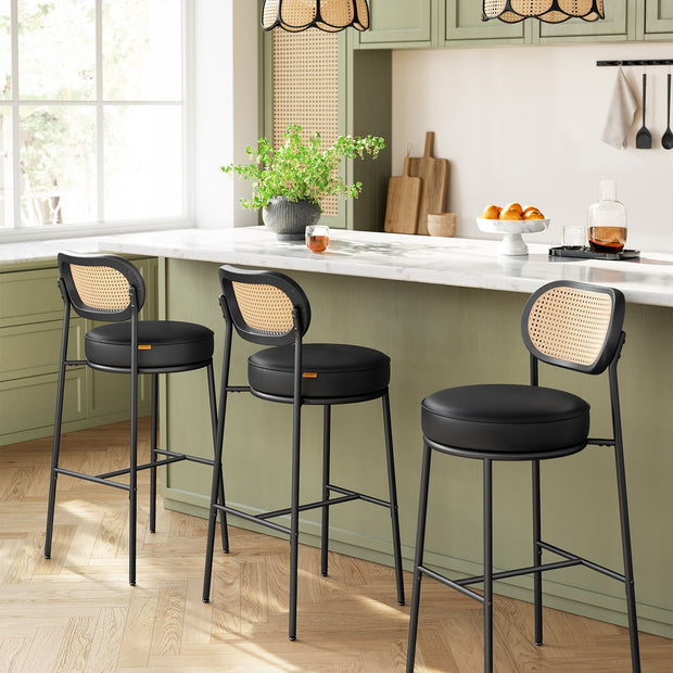 Barkruk Set van 2 – Hoge Krukken met gebogen rugleuning – Zithoogte 79 cm – Zwarte inkt