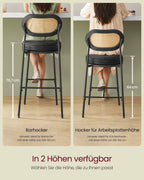 Barkrukken Set van 2 – Hoge Krukken – Gebogen Rugleuning – Ontbijtbar