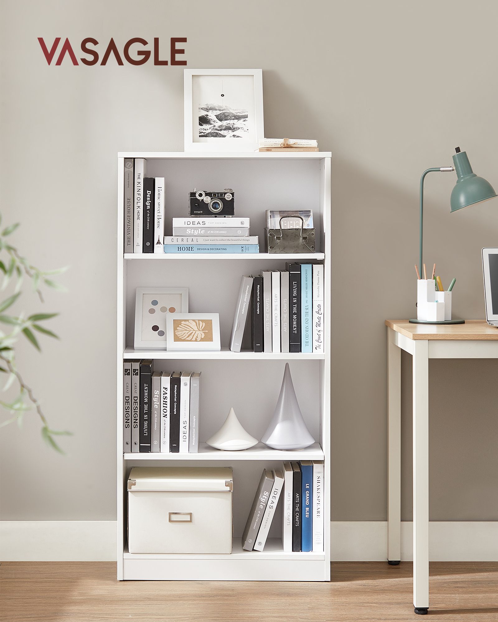 Boekenkast – 4 Niveaus – Verstelbare Planken – Wit
