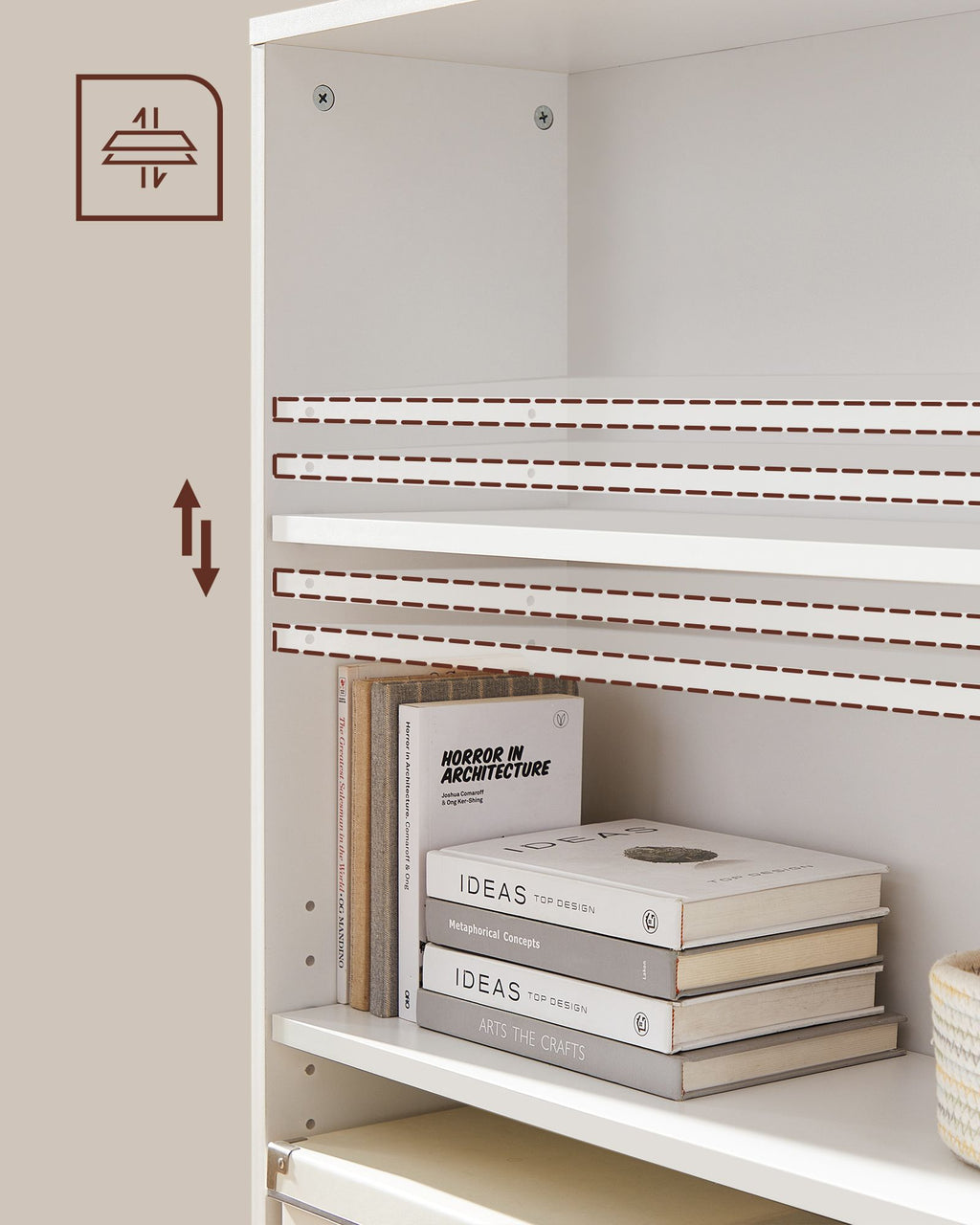 Boekenkast – 4 Niveaus – Verstelbare Planken – Wit