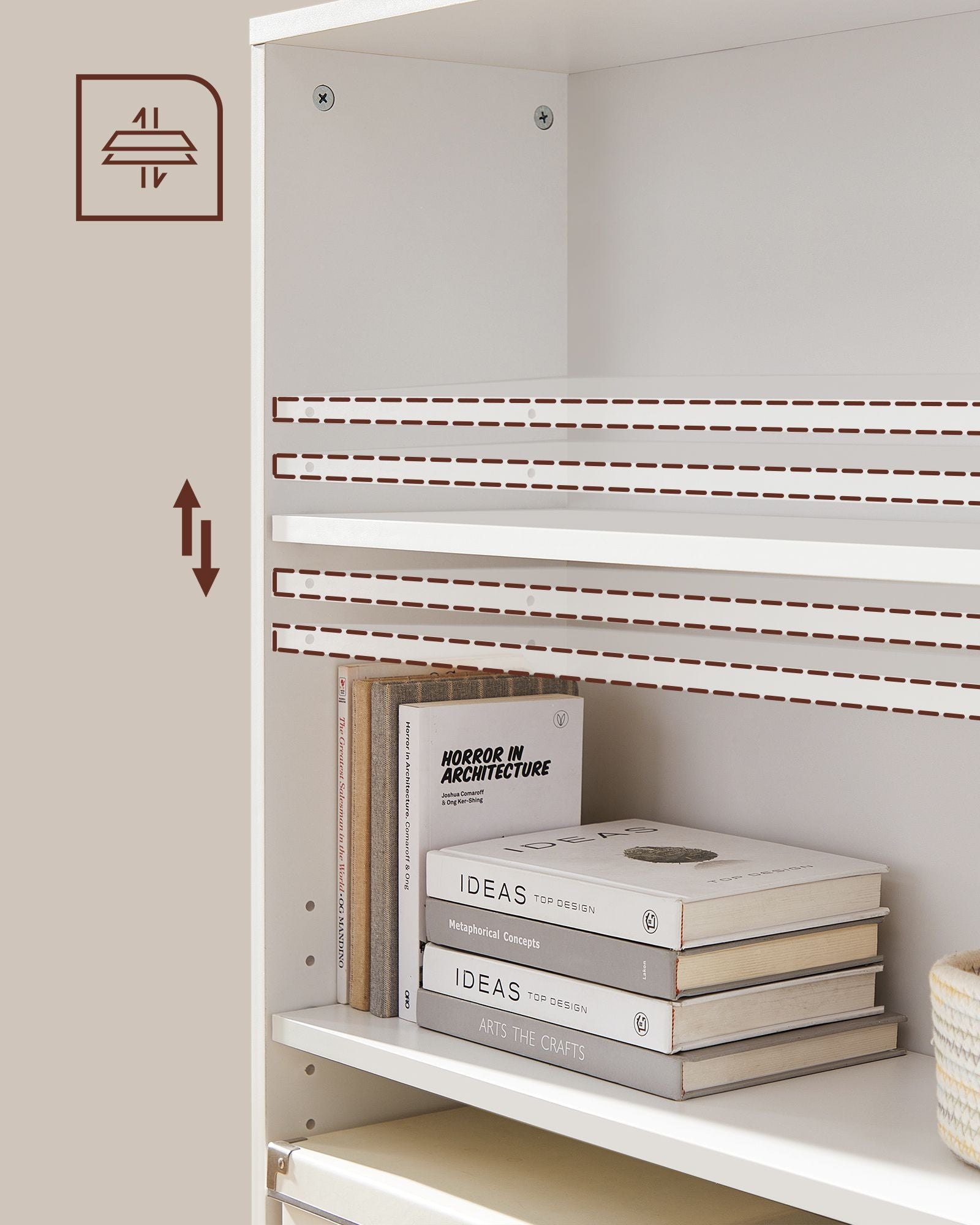 Boekenkast – 4 Niveaus – Verstelbare Planken – Wit