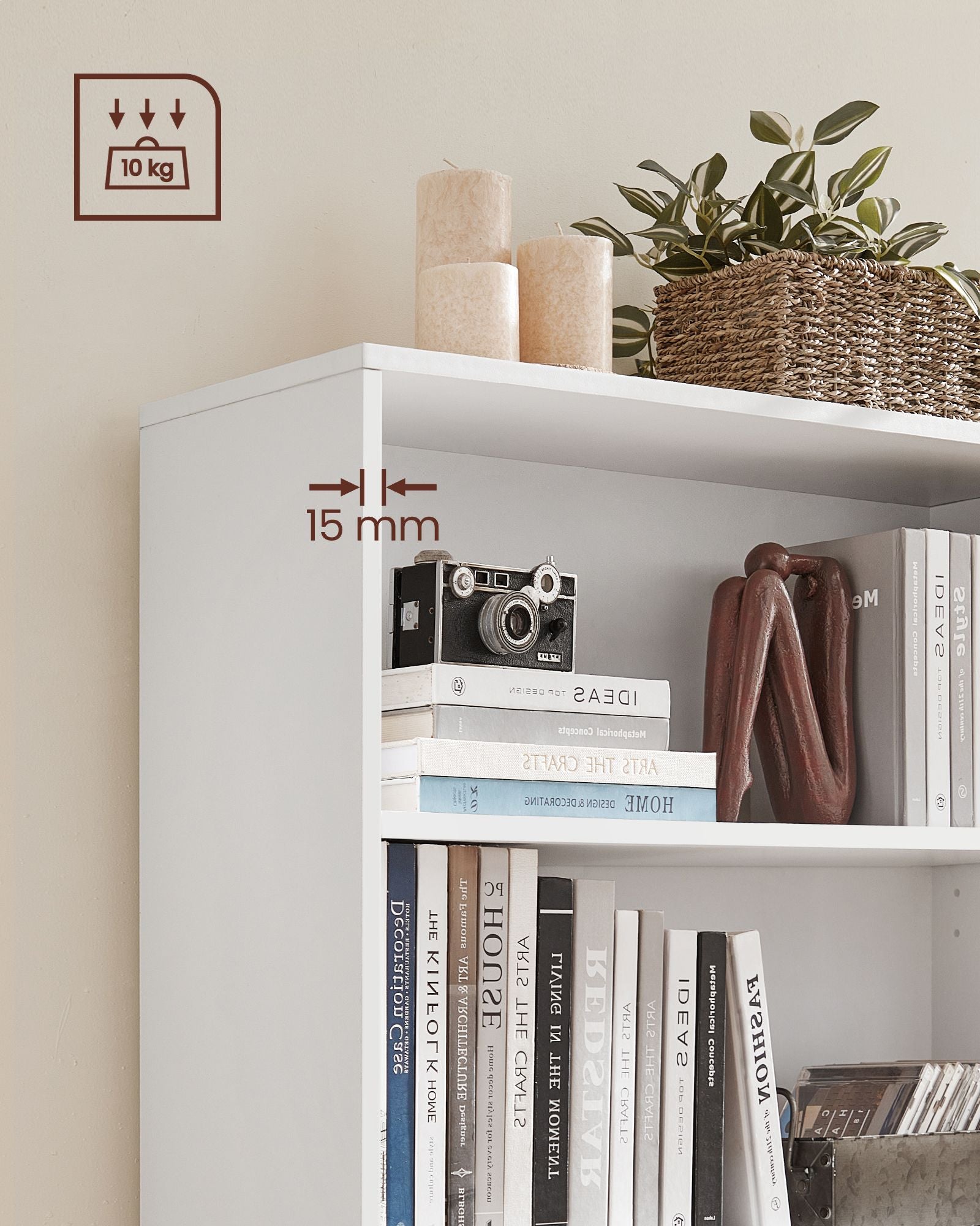 Boekenkast – 4 Niveaus – Verstelbare Planken – Wit