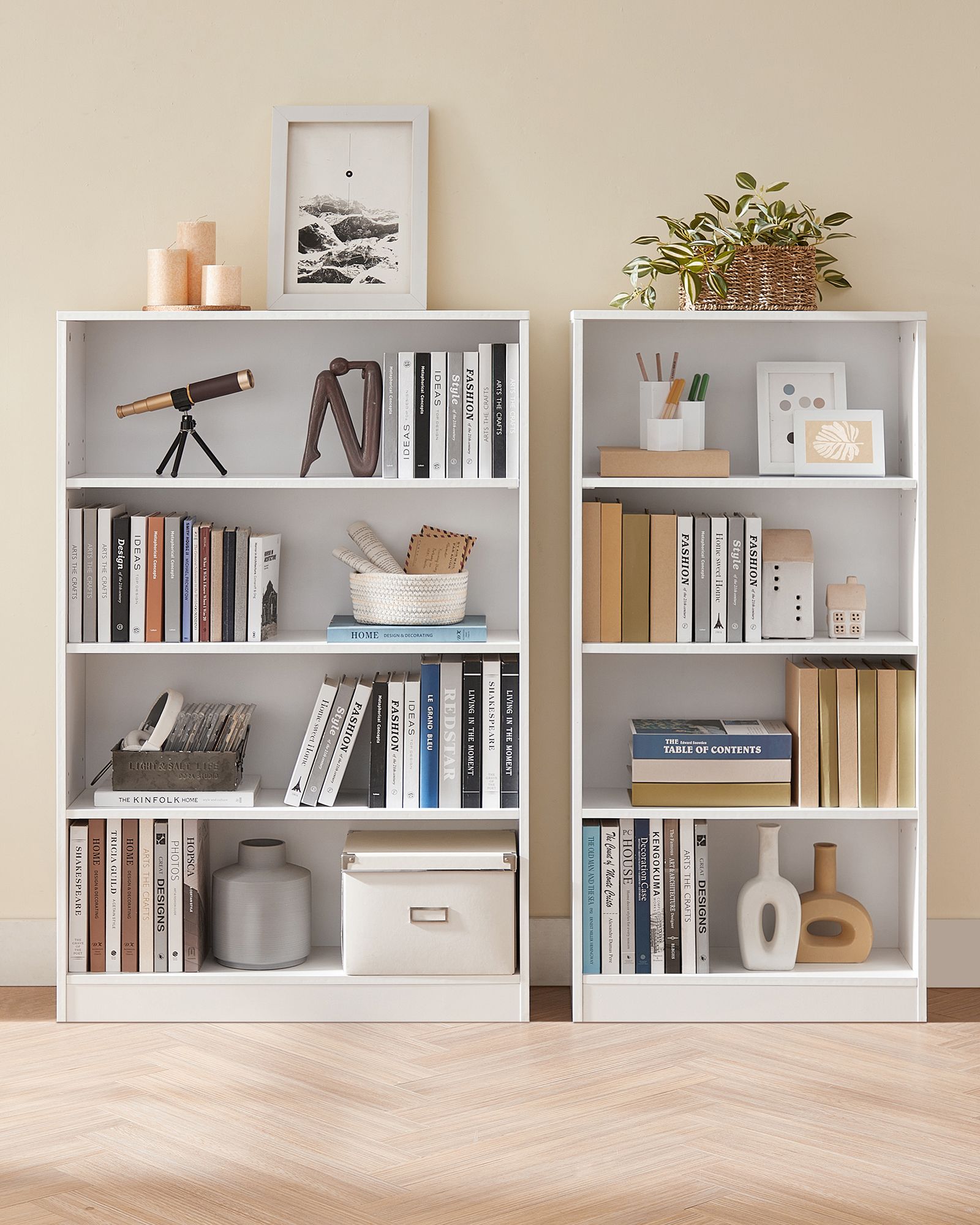 Boekenkast – 4 Niveaus – Verstelbare Planken – Wit
