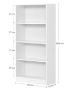 Boekenkast – 4 Niveaus – Verstelbare Planken – Wit
