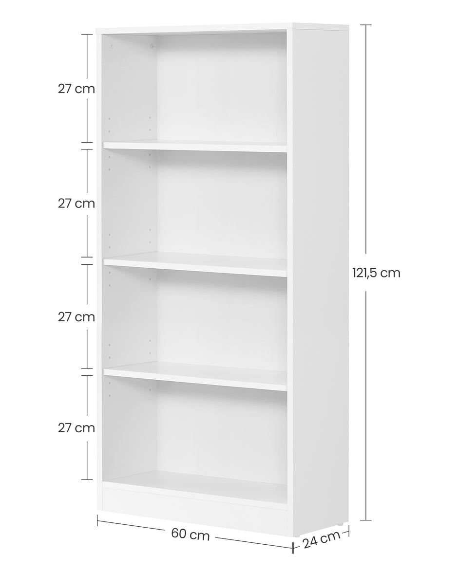 Boekenkast met verstelbare planken – 4 niveau's -  60 x 24 x 121,5 cm
