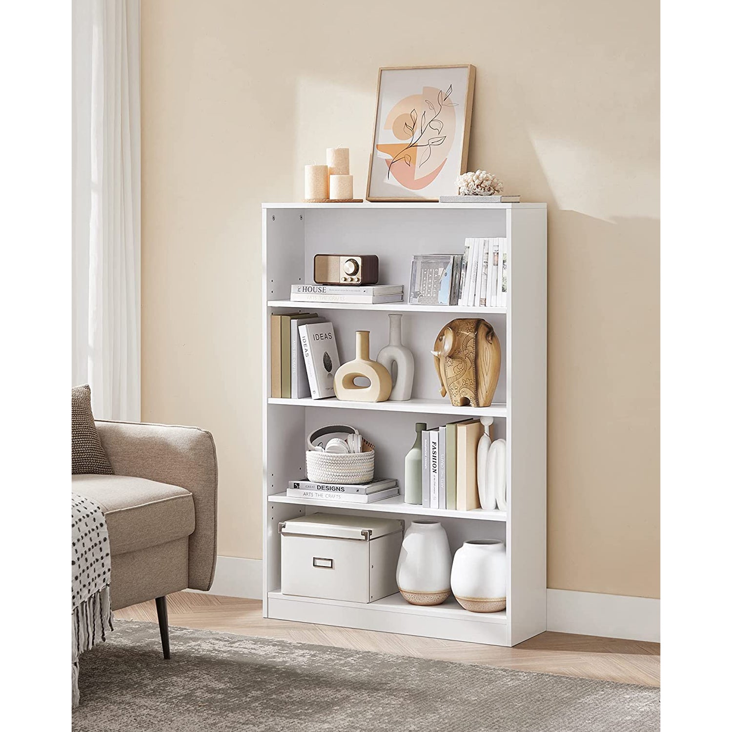 Boekenkast – 4 Niveaus – Verstelbare Planken