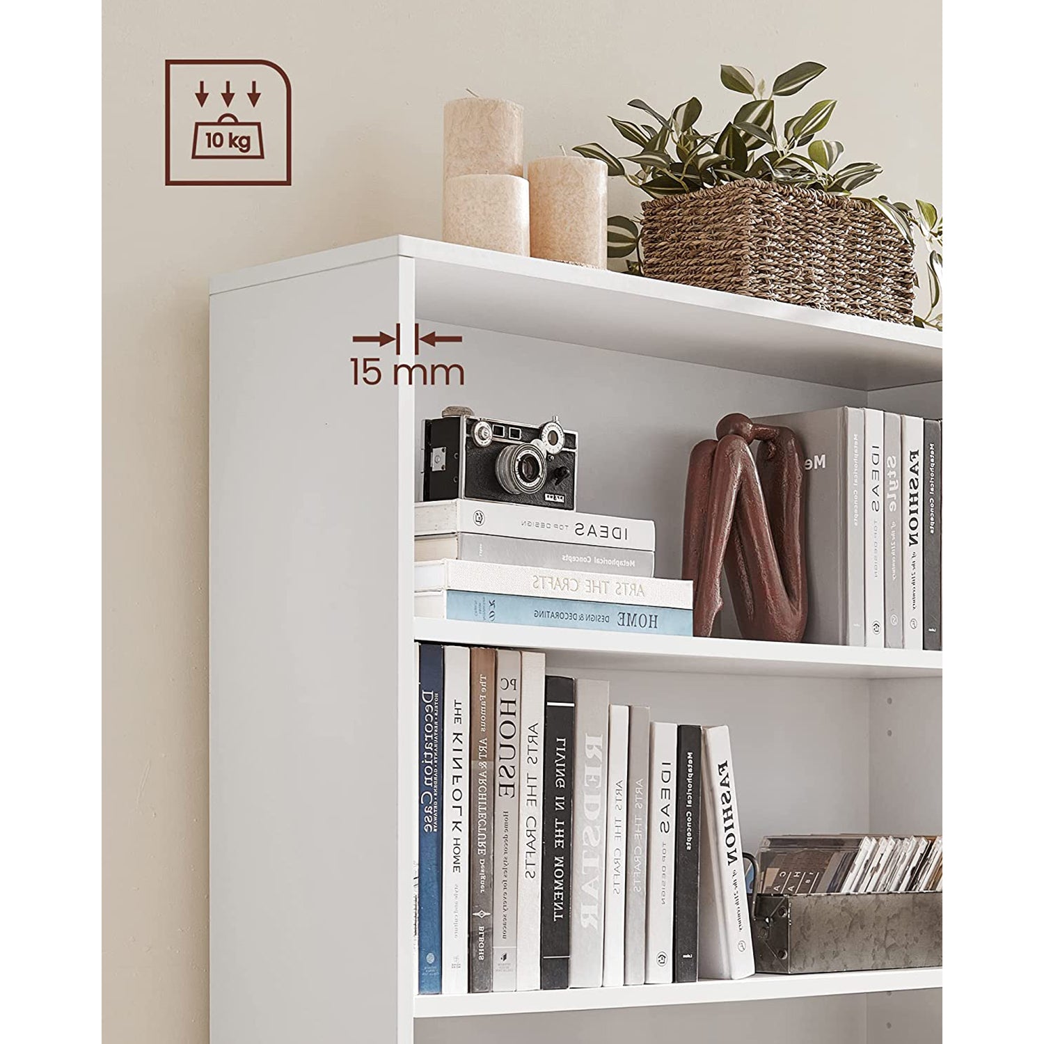 Boekenkast – 4 Niveaus – Verstelbare Planken – Wit