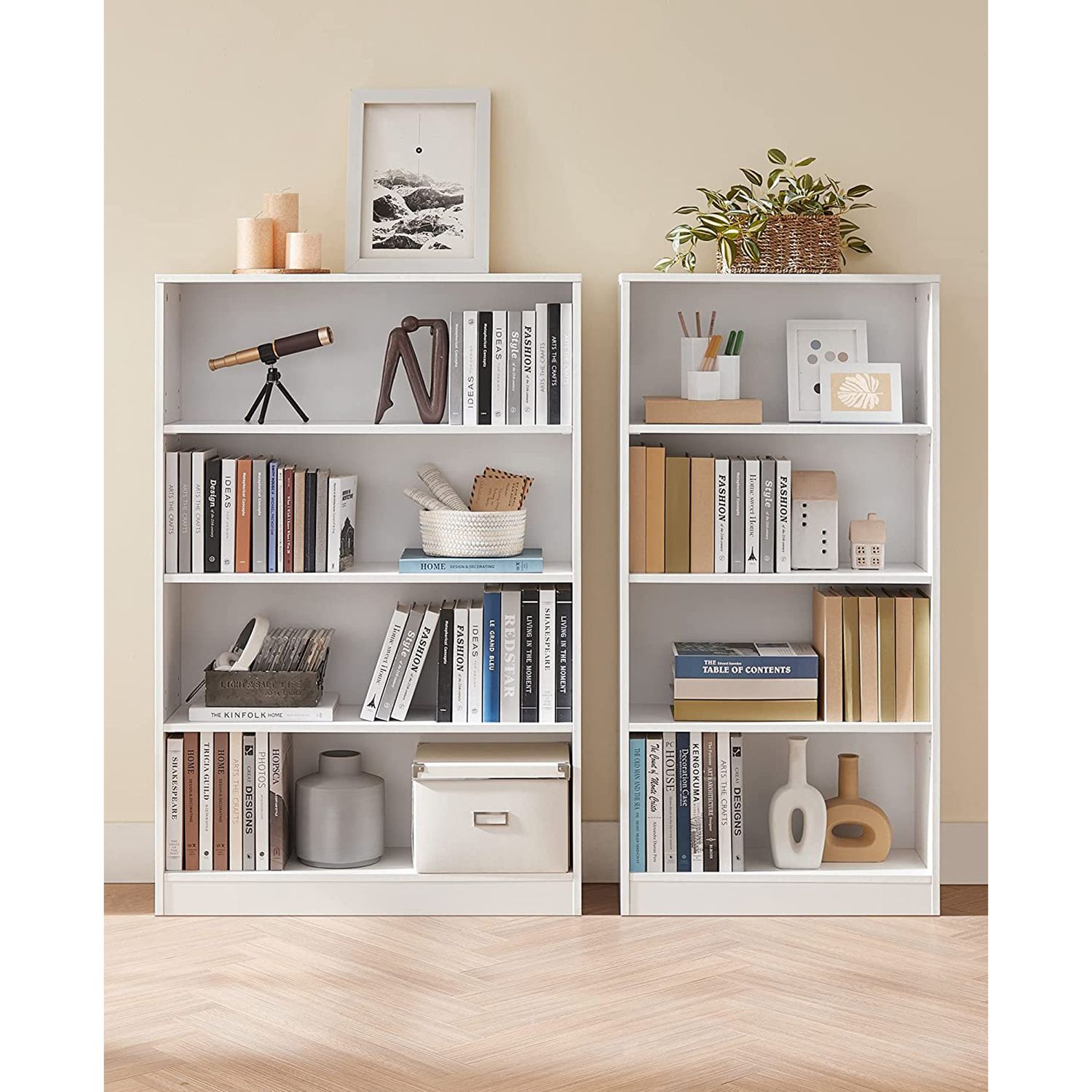 Boekenkast – 4 Niveaus – Verstelbare Planken