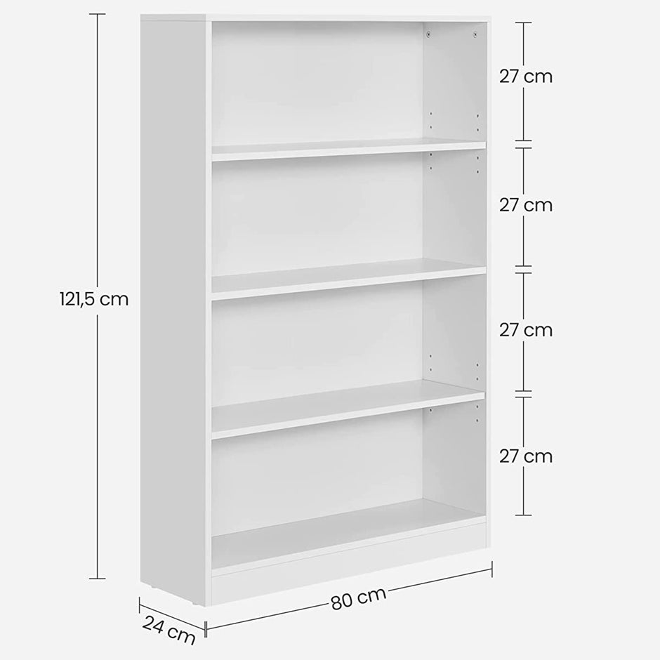 Boekenkast – 4 Niveaus – Verstelbare Planken – Wit