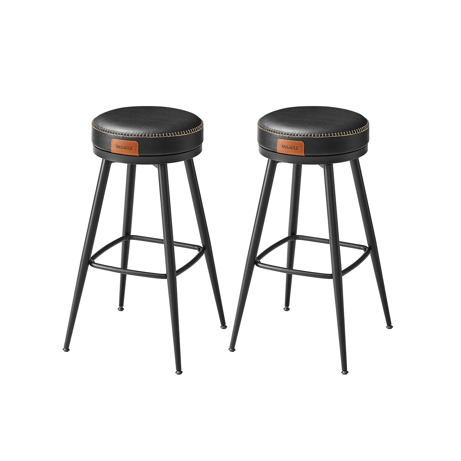 Barkruk Set van 2 – Hoogte 76 cm – Karamelbruin – Kunstleer