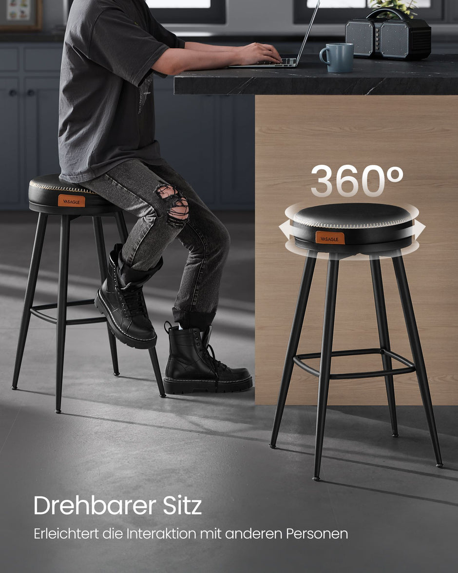 Barkruk Set van 2 – Hoogte 76 cm – Staal – Inktzwart