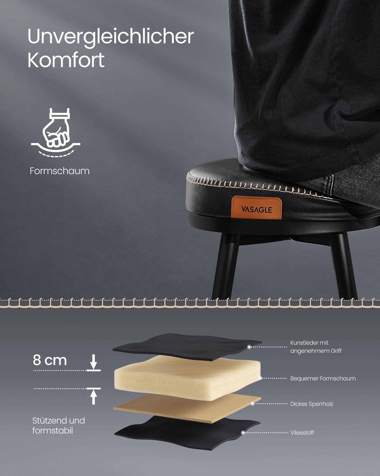 Barkruk Set van 2 – Hoogte 76 cm – Staal – Inktzwart